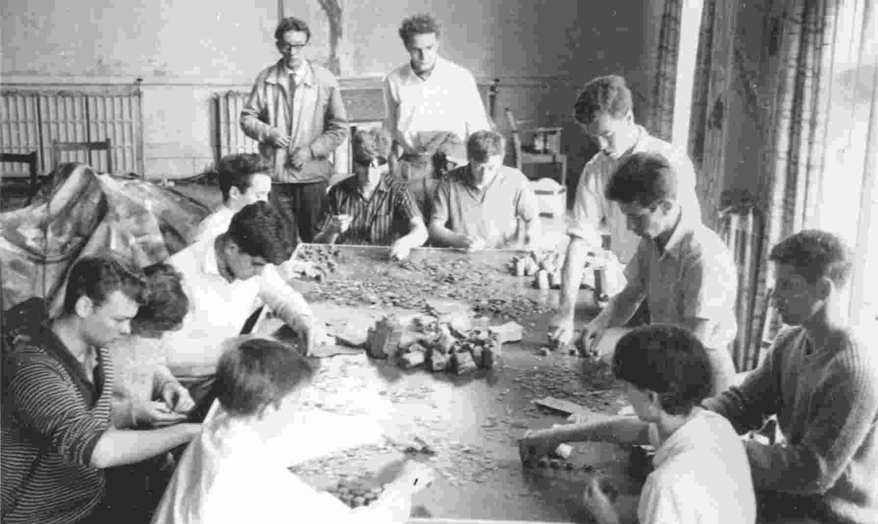 Counting 1964 (counting the Rag proceeds in 1964)
L - R   ?, Dave?, ? ,?,?, Phil Tressider, ? , ?, ? ,?, Pete Gay.
Standing George Robinson and Mike? (president S.U.)