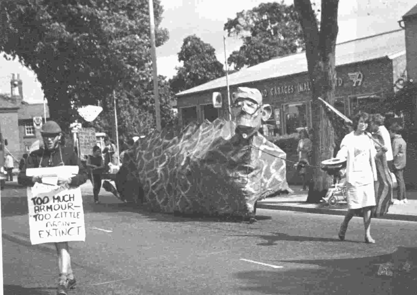 Float for Rag 1964 by the Young Socialists.
Man carrying banner Frank Good
(not an apprentice but worked at RRE)