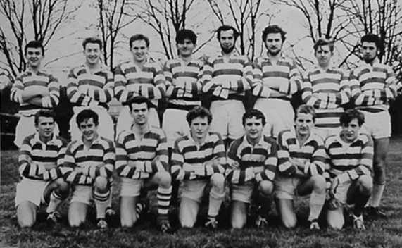 Taken at Birmingham University ca 1964.
Back Left: Dave Wolstenholme, Walt Raleigh, Tim Saunders, Mart Larner, Wayne Kilby, Mick Calvert, Tom Pittendrich (Mod Police), Mick Phillpotts.
Front Left: Jeff Andrews, Phil Thomas, Dennis Williams, Ian Cooke, Keith Emmerson, Gerry Nash, Sid Gibbons